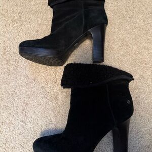 UGG Black Ankle Boots 3 inches heels suede sz 8
